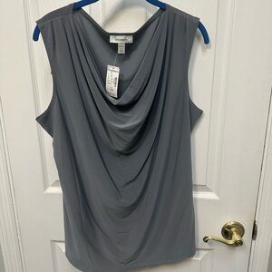 Gray Draped Sleeveless Top
